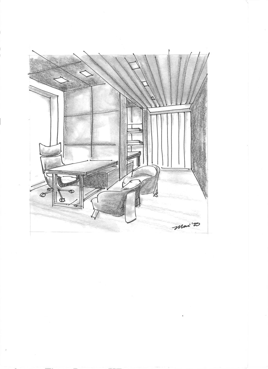 Quick sketch of an executive office.