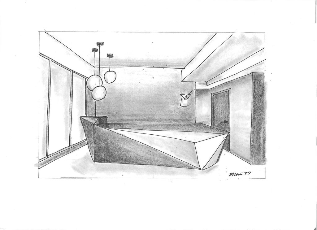 Quick sketch of a reception desk.