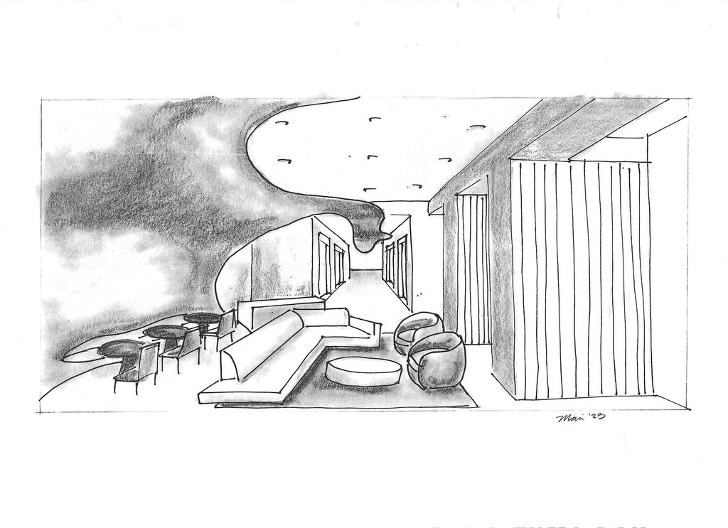 Quick sketch of a wave ceiling detail.